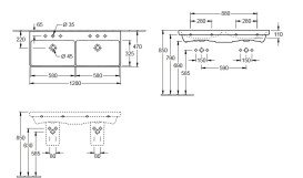 Раковина Villeroy&Boch Avento 120х47 см подвійна санітарна кераміка CeramicPlus альпійський білий 4A23CKR1