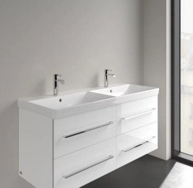 Раковина Villeroy&Boch Avento 120х47 см подвійна санітарна кераміка CeramicPlus альпійський білий 4A23CKR1