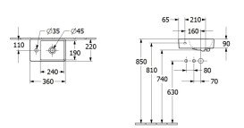 Раковина Villeroy & Boch Avento 36х22 см чаша справа санитарная керамика CeramicPlus каменный белый 43003RRW
