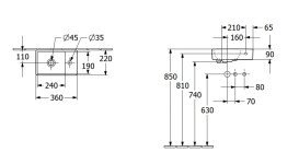 Раковина Villeroy&Boch Avento 36х22 см чаша зліва санітарна кераміка CeramicPlus альпійський білий 43003LR1