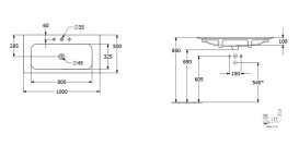 Раковина Villeroy & Boch Finion 100х50 см со скрытым переливом TitanCeram CeramicPlus каменный белый 4164ABRW