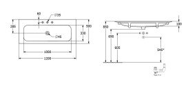 Раковина Villeroy & Boch Finion 120х50 см із прихованим переливом TitanCeram CeramicPlus альпійський білий 4164CBR1