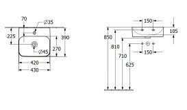 Раковина Villeroy & Boch Finion 43х39 см без переливу TitanCeram CeramicPlus білий альпійський 436443R1