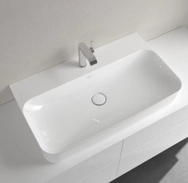 Раковина Villeroy & Boch Finion 80х47 см шлифованная без перелива TitanCeram CeramicPlus альпийский белый 41688LR1