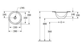 Раковина Villeroy & Boch Loop & Friends ⌀33 см с переливом TitanCeram альпийский белый 4A510001