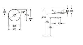 Раковина Villeroy & Boch Loop & Friends ⌀38 см із переливом TitanCeram альпійський білий 4A450001