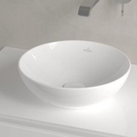 Раковина Villeroy & Boch Loop & Friends ⌀38 см з переливом TitanCeram CeramicPlus білий альпійський 4A4500R1