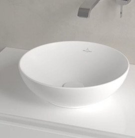 Раковина Villeroy & Boch Loop & Friends ⌀38 см з переливом TitanCeram CeramicPlus кам'яний білий 4A4500RW