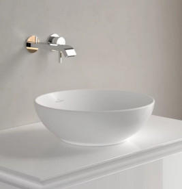 Раковина Villeroy & Boch Loop & Friends ⌀38 см без перелива TitanCeram CeramicPlus каменный белый 4A4501RW