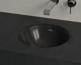 Раковина Villeroy & Boch Loop & Friends ⌀38 см без переливу TitanCeram CeramicPlus Ebony (чорний матовий) 4A5201S5
