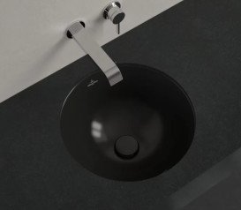 Раковина Villeroy & Boch Loop & Friends ⌀38 см без переливу TitanCeram CeramicPlus Ebony (чорний матовий) 4A5201S5