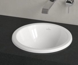 Раковина Villeroy & Boch Loop & Friends ⌀39 см с переливом TitanCeram CeramicPlus альпийский белый 4A5900R1