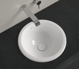 Раковина Villeroy & Boch Loop & Friends ⌀39 см с переливом TitanCeram CeramicPlus альпийский белый 4A5900R1