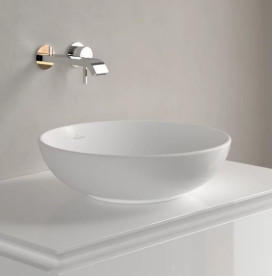Раковина Villeroy & Boch Loop & Friends ⌀42 см с переливом TitanCeram CeramicPlus каменный белый 4A4600RW