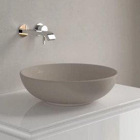 Раковина Villeroy & Boch Loop & Friends ⌀42 см з переливом TitanCeram CeramicPlus мигдаль 4A4600AM