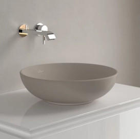 Раковина Villeroy & Boch Loop & Friends ⌀42 см с переливом TitanCeram CeramicPlus миндаль 4A4600AM