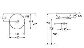 Раковина Villeroy & Boch Loop & Friends ⌀42 см без перелива TitanCeram CeramicPlus альпийский белый 4A4601R1