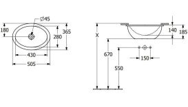Раковина Villeroy&Boch Loop&Friends 43х28 см без переливу TitanCeram альпійський білий 4A530101