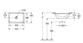 Раковина Villeroy & Boch Loop & Friends 45х28 см без перелива TitanCeram CeramicPlus каменный белый 4A5601RW
