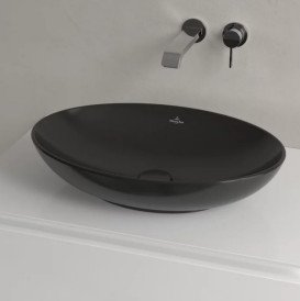 Раковина Villeroy & Boch Loop & Friends 56х38 см с переливом TitanCeram CeramicPlus Ebony (черный матовый) 4A4700S5