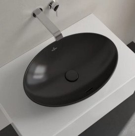 Раковина Villeroy & Boch Loop & Friends 56х38 см с переливом TitanCeram CeramicPlus Ebony (черный матовый) 4A4700S5