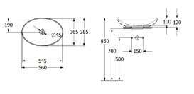 Раковина Villeroy & Boch Loop & Friends 56х38 см без переливу TitanCeram CeramicPlus мигдаль 4A4701AM