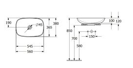 Раковина Villeroy&Boch Loop&Friends 56х38 см з переливом TitanCeram альпійський білий 4A490001