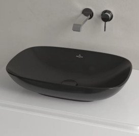 Раковина Villeroy&Boch Loop&Friends 56х38 см з переливом TitanCeram CeramicPlus Ebony (чорний матовий) 4A4900S5