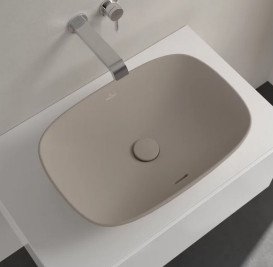 Раковина Villeroy & Boch Loop & Friends 56х38 см с переливом TitanCeram CeramicPlus миндаль 4A4900AM