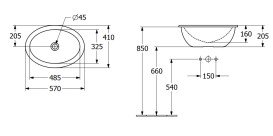 Раковина Villeroy & Boch Loop & Friends 57х41 см без перелива TitanCeram альпийский белый 4A620101