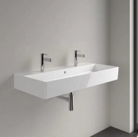 Раковина Villeroy & Boch Memento 2.0 100х47 см с переливом TitanCeram CeramicPlus альпийский белый 4A22A4R1