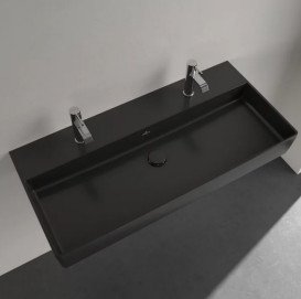 Раковина Villeroy & Boch Memento 2.0 100х47 см без перелива TitanCeram CeramicPlus Ebony (черный матовый) 4A22A1S5
