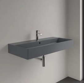 Раковина Villeroy & Boch Memento 2.0 100х47 см с переливом TitanCeram CeramicPlus графит 4A22A5I4