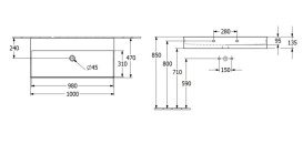Раковина Villeroy & Boch Memento 2.0 100х47 см без перелива TitanCeram CeramicPlus каменный белый 4A22A3RW