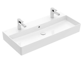 Раковина Villeroy & Boch Memento 2.0 100х47 см с переливом шлифованная TitanCeram CeramicPlus альпийский белый 4A221LR1