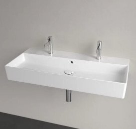 Раковина Villeroy & Boch Memento 2.0 100х47 см с переливом шлифованная TitanCeram CeramicPlus каменный белый 4A221LRW