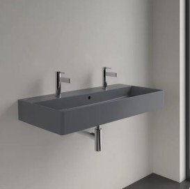 Раковина Villeroy & Boch Memento 2.0 100х47 см с переливом шлифованная TitanCeram CeramicPlus графит 4A221LI4