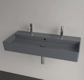 Раковина Villeroy & Boch Memento 2.0 100х47 см с переливом шлифованная TitanCeram CeramicPlus графит 4A221LI4