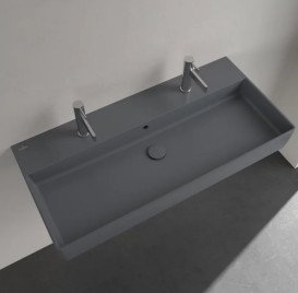 Раковина Villeroy & Boch Memento 2.0 100х47 см с переливом шлифованная TitanCeram CeramicPlus графит 4A221LI4