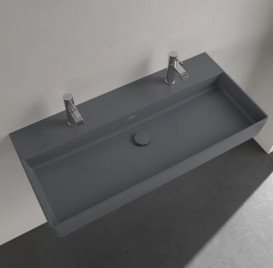 Раковина Villeroy & Boch Memento 2.0 100х47 см без перелива шлифованная TitanCeram CeramicPlus графит 4A221KI4
