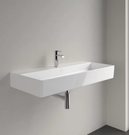 Раковина Villeroy & Boch Memento 2.0 100х47 см без перелива шлифованная TitanCeram CeramicPlus альпийский белый 4A221HR1