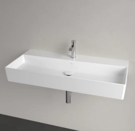 Раковина Villeroy & Boch Memento 2.0 100х47 см без перелива шлифованная TitanCeram CeramicPlus альпийский белый 4A221HR1