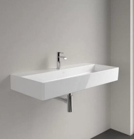 Раковина Villeroy & Boch Memento 2.0 100х47 см без перелива шлифованная TitanCeram CeramicPlus каменный белый 4A221HRW