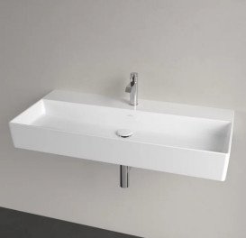 Раковина Villeroy & Boch Memento 2.0 100х47 см без перелива шлифованная TitanCeram CeramicPlus каменный белый 4A221HRW