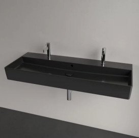 Раковина Villeroy & Boch Memento 2.0 120х47 см с переливом TitanCeram CeramicPlus Ebony (черный матовый) 4A22C4S5