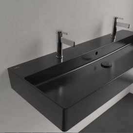 Раковина Villeroy & Boch Memento 2.0 120х47 см с переливом TitanCeram CeramicPlus Ebony (черный матовый) 4A22C4S5