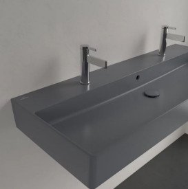 Раковина Villeroy & Boch Memento 2.0 120х47 см с переливом TitanCeram CeramicPlus графит 4A22C4I4