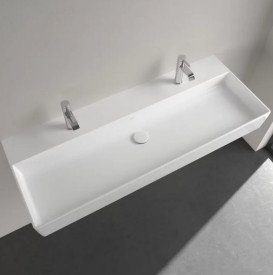 Раковина Villeroy & Boch Memento 2.0 120х47 см без перелива TitanCeram CeramicPlus альпийский белый 4A22C1R1
