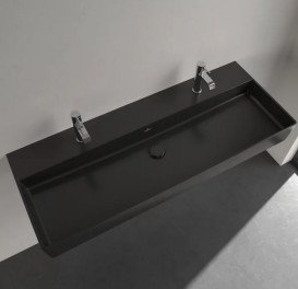 Раковина Villeroy & Boch Memento 2.0 120х47 см без переливу TitanCeram CeramicPlus Ebony (чорний матовий) 4A22C1S5