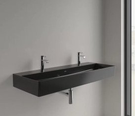 Раковина Villeroy & Boch Memento 2.0 120х47 см без переливу TitanCeram CeramicPlus Ebony (чорний матовий) 4A22C1S5